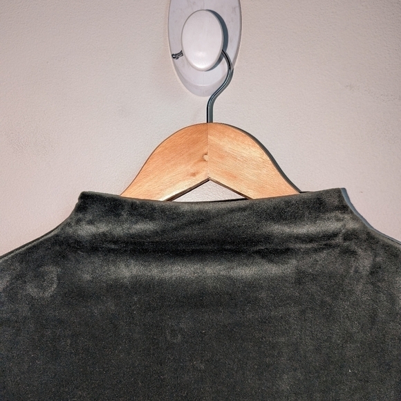OAK + FORT Forest Green Velvet Long Sleeves Mock Neck Top Size Small - Picture 3 of 8